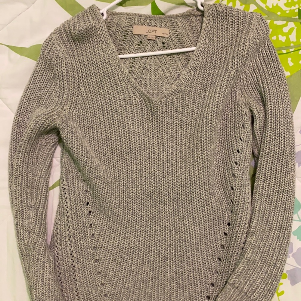 LOFT gray knit sweater